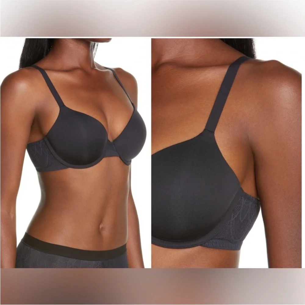 DKNY Lace Comfort Underwire Demi Bra Black Size 34B